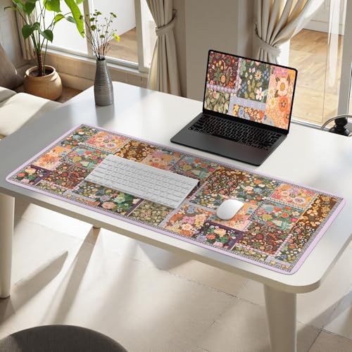 HAOCOO Brown Desk Matt for Desktop, Non-Slip Large Desk Pad Mat with Stitched Edges, Keyboard Mats for Desk, Water-Resistant Large Mouse Pad for Office, Gaming - color: Brown