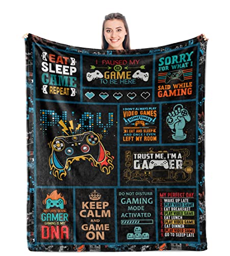 Gamer Gifts for Boys/Men/Girls/Women, Best Gaming Gifts for Video Game Lover, Game Room Decor for Gamers, Birthday Gameboy Blanket for Teens/Kids Soft Throw 50" x 60" - size: 60"X50"