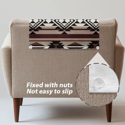 Aztec Recliner Headrest Cover Brown Headrest Covers for Recliners Wrinkle Resistant Recliner Sofa Head Rest Covers Protector for Recliner Leather Sofa Couch 2 Pcs - color: Aztec Brown