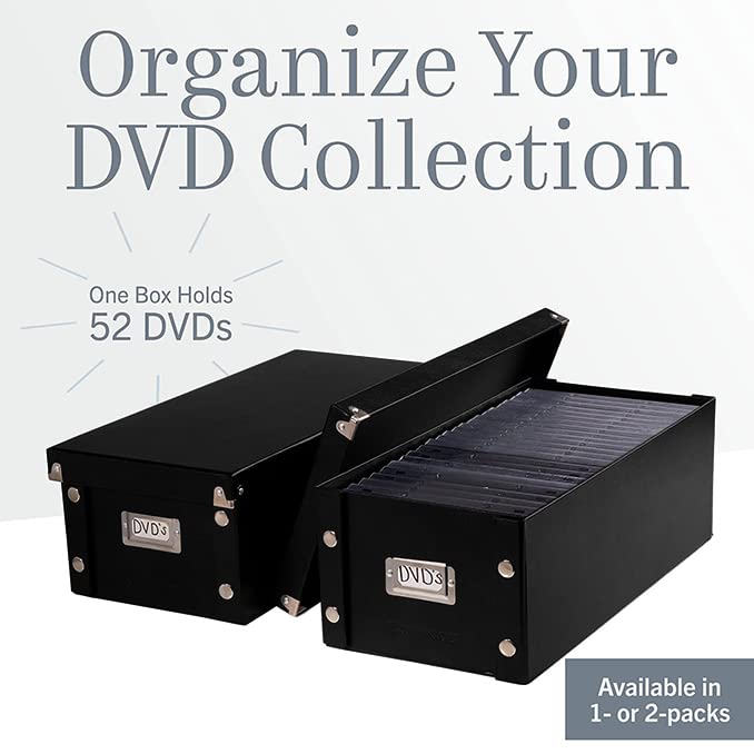 Snap-N-Store DVD Storage Box - Durable Disc Holder with Lid to Store for Discs (1 Pack - DVD, Black)