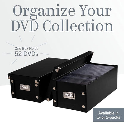 Snap-N-Store DVD Storage Box - Durable Disc Holder with Lid to Store for Discs (1 Pack - DVD, Black)