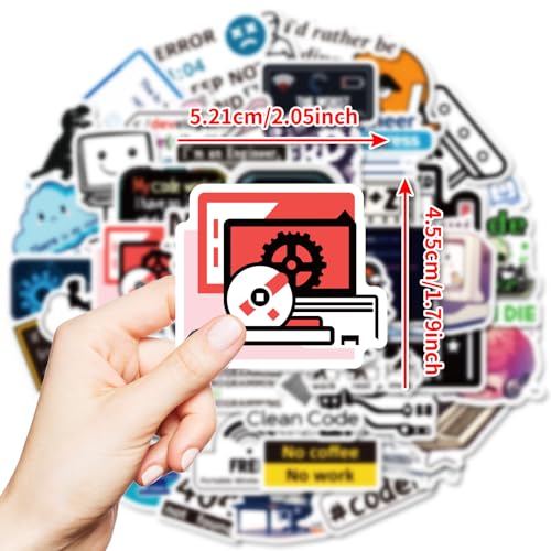 50PCS Funny Computer Stickers Creative Tech Laptop Decals for Programmers IT Students Developers Coders Great for Journals Water Bottles Keyboards and Workstation Decor - style: Computer