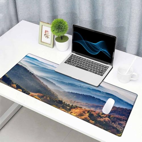 Large Extended Gaming Mouse Pad with Stitched Edges, Non-Slip Rubber Base Mouse Pad for Office, Computer, Keyboard, Laptop and Home Desk Pad 31.5 x 15.7 x 0.12 Inch Scenic Mountain Landscape - color: Scenic Mountain Landscape, size: 31.5L x 15.7W inches