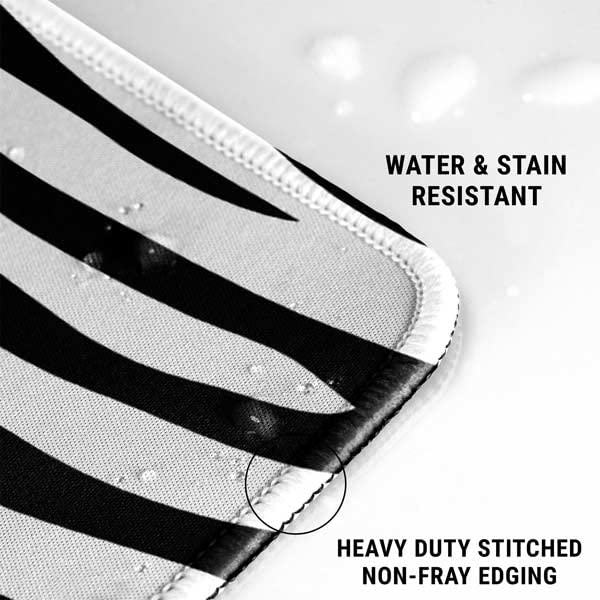 Skinit Small Gaming Mouse Pad - Zebra Print Design with Stitched Edges, Waterproof, Non-Slip Rubber Base, Desk Mat for Keyboard & Mouse, 12.6" x 11" inches - color: Black - PTTRNS07, size: 12.6" x 11"
