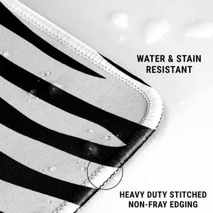 Skinit Small Gaming Mouse Pad - Zebra Print Design with Stitched Edges, Waterproof, Non-Slip Rubber Base, Desk Mat for Keyboard & Mouse, 12.6" x 11" inches - color: Black - PTTRNS07, size: 12.6" x 11"