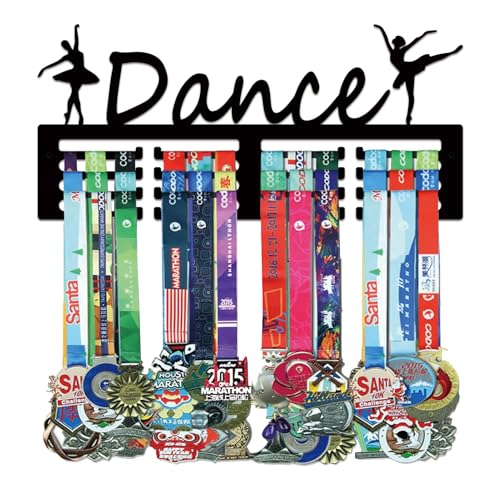 Resama Medal Hanger Holder Display Wall Rack Frame Shelf-Medal Hanger Awards Ribbon Soccer,Gymnastics,Holder Display Rack for 60 Medals - color: Dance