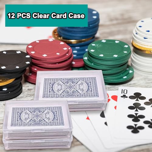 12 Pack Playing Card Case,Empty Plastic Trading Card Storage Box,Snaps Closed Clear Card Case,Playing Card Box Holder for Gaming,Bank Business Cards(NO Cards)