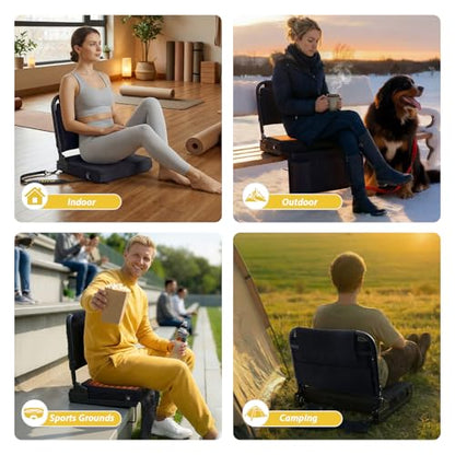 Stadium Seat with Back Support Foldable Bleach Chair,Portable 90-180 °Angle and Adjustable Height Recliner and Thick Cushion,Used for Sports Events & Concerts Includes Shoulder Strap - style: Unheatable