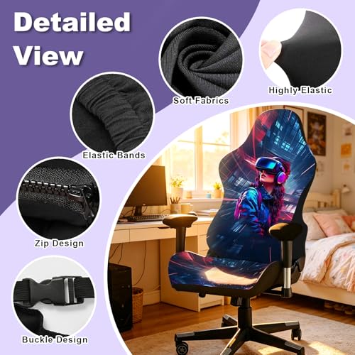 Gaming Chair Covers, 3D Printing Stretchable Soft Non-Slip Easy to Install Gamer Chair Cover with Armrest Cover(No Chair)(D) - color: D
