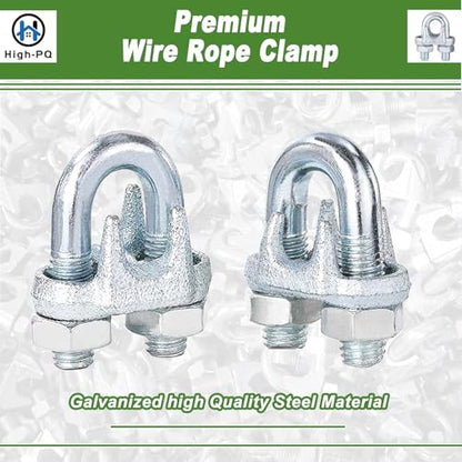 30PCS 3/8" M10 Zinc-Plated Wire Rope Clamps – Heavy Duty U-Bolt Cable Clips (Silver) - size: M10-30PCS