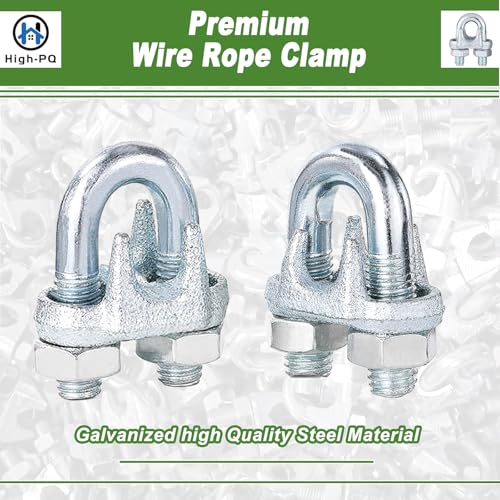 30PCS 1/4" Galvanized Zinc-Plated Wire Rope Cable Clamp Clips, M6 Wire Cable Clampswith U-Bolt Saddle Fasteners for Secure Rigging & Marine Use - size: M6-30PCS