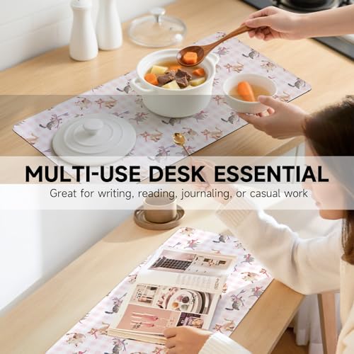 AUPET PU Leather Desk Pad Protector Blotter, Animal 35 x 17in Large Mouse Pad,Cute Office Desk Mat,Waterproof Non-Slip Desk Writing Drawing Pad for Office Home Game (Cats with Bow tie) - color: Cats With Bow Tie