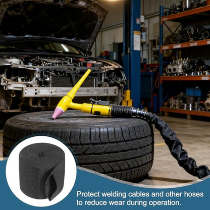 HARFINGTON Nylon Protective Hose Sleeve 1.7" ID 10FT Cable Cover Sheath Hydraulic Hose Protector Wrap for Welding Cord Tig Torch Hydraulic, Black - size: 1.7" ID 10FT