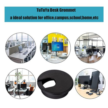 TuTuYa 8PCS Desk Grommet 1.5 Inch, 38mm Black Desk Cable Grommet Desk Cable Hole Covers with Hole Saw, Cable Pass Through, Ideal Solution for Office and Home Table Cable (Black,1-1/2 Inch) - color: 1-1/2 Inch_38mm Black 8PCS