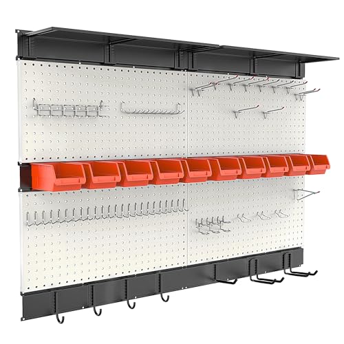 Ultrawall Pegboard Wall Organizer, 48 X 36 inch Garage Storage Pegboard with Hooks Storage Bins Tool Board Panel Tool Organizer, 72pcs - color: Gray