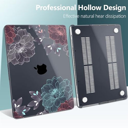 DONGKE Compatible with MacBook Pro 16 Inch Case (2026-2021 Release, M5 M4 M3 M2 M1 Pro/Max Chip), Plastic Hard Shell Cover with Keyboard Cover & Screen Protector for MacBook Pro 16", Dahlia Flowers - color: Dahlia Flowers