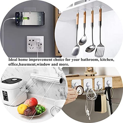 JINSHUNFA Adhesive Wall Hooks 13LB Heavy Duty No Drill Transparent Waterproof Hooks for Bathroom Kitchen Towel Coat 8 Pack - color: Clear, size: Medium 8 Pcs