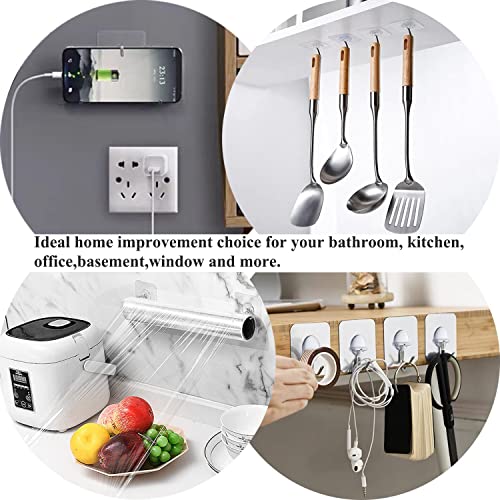 JINSHUNFA Adhesive Wall Hooks 13LB Heavy Duty No Drill Transparent Waterproof Hooks for Bathroom Kitchen Towel Coat 8 Pack - color: Clear, size: Medium 8 Pcs