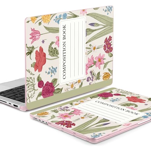 DONGKE Case for MacBook Pro 14 Inch (2026-2021 Release, M5 M4 M3 M2 M1 Pro/Max Chip), Plastic Slim Hard Shell Protective Cover with Keyboard Cover & Screen Protector, Green Composition Book - color: Green Composition Book
