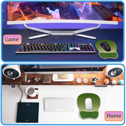 Ergonomic Mouse Pad with Wrist Rest, Comfortable Gel Concave Mouse Pad with Non-Slip Base, Pain Relief Mouse Pads with Smooth Wrist Support for Office & Home (Gradient Green) - color: Gradient Green