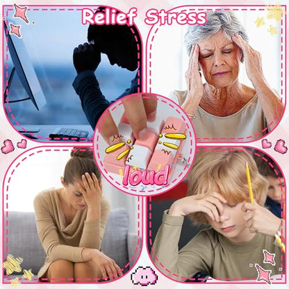 Keyboard Fidget Toy, Keyboard Keychain Fidget Toys, 9-in-1 Clicker Fidget Toy, Stress Relief Desk Decompression Button, Anxiety Relief Valentine's Day Gifts (2 Color-Pink White) - color: 2 Color-pink White