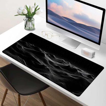 Large Extended Gaming Mouse Pad with Stitched Edges,Black 3D Design XL Desk Pad Mouse Pads for Desk,Waterproof Computer Keyboard Mat Mousepad with Non-Slip Base for Esports Pros/Gamer/Desktop/Office - color: D3