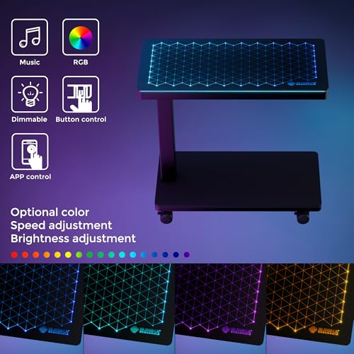 EUREKA ERGONOMIC Height Adjustable Computer Tower Stand, Illuminated Glass Panel PC Stand w/RGB Lights, 2-Tier CPU Holder Cart Under Desk, PC Floor Stand for Office Gaming, APP Control - color: Mix Color Pro