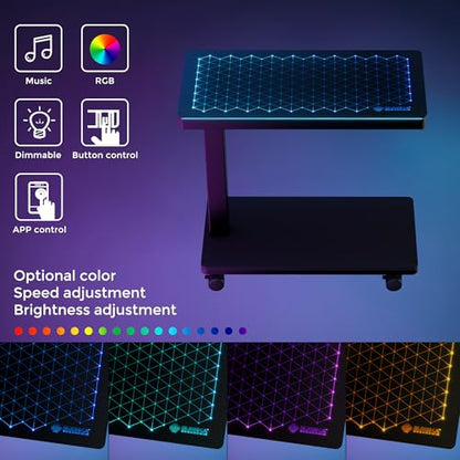EUREKA ERGONOMIC Height Adjustable Computer Tower Stand, Illuminated Glass Panel PC Stand w/RGB Lights, 2-Tier CPU Holder Cart Under Desk, PC Floor Stand for Office Gaming, APP Control - color: Mix Color Pro