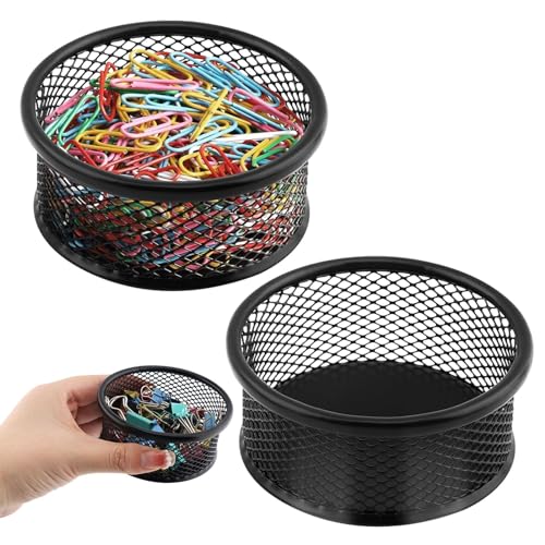 2 Pack Mesh Paper Clip Holder,Paperclip Holders for Desk Binder Wire Mesh Bowls,Paper Clips Holder for Desk,Paper Clip Dispenser,Paper Clip Organizer Office ﻿