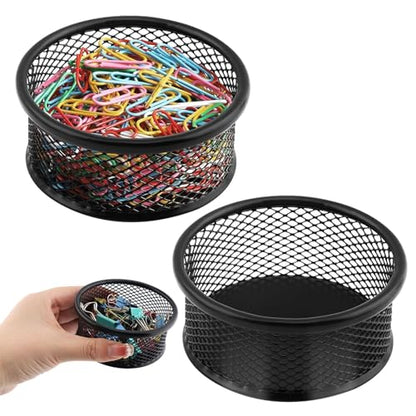 2 Pack Mesh Paper Clip Holder,Paperclip Holders for Desk Binder Wire Mesh Bowls,Paper Clips Holder for Desk,Paper Clip Dispenser,Paper Clip Organizer Office ﻿
