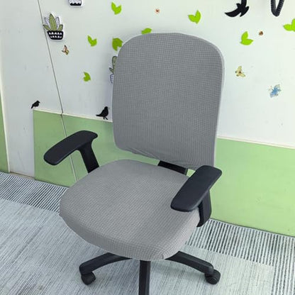 HAPPYDOG 4 Pcs Office Chair Covers Set Stretchable Protective Rotating Computer Chair Seat Covers with Armrest Covers (Light Grey) - color: Light Grey