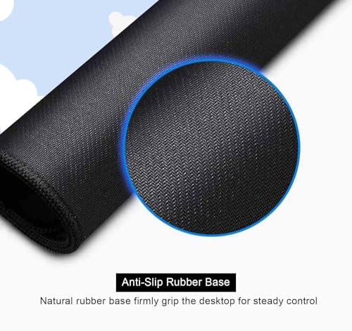 Cute Desk Pad, Blue Sky with Clouds Desk Mat, Large Mouse Pad, Protector Pad, Non-Slip Rubber Base with Stitched Edges Deskmat Writing Mat for Computer Laptop Office,31.5 X 11.8 in - color: Blue Sky with Clouds