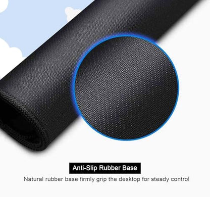 Cute Desk Pad, Blue Sky with Clouds Desk Mat, Large Mouse Pad, Protector Pad, Non-Slip Rubber Base with Stitched Edges Deskmat Writing Mat for Computer Laptop Office,31.5 X 11.8 in - color: Blue Sky with Clouds