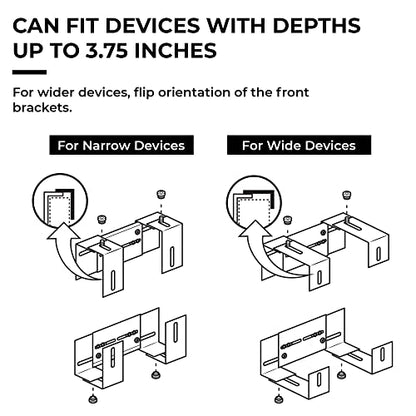 HumanCentric Adjustable Device Wall Mount, Cable Box and Modem Bracket, Adjustable Wall Adapter for Small and Wide or Narrow Devices Like Cable Boxes, Modems, DVD Players on The Wall Behind TV - size: Medium & Large
