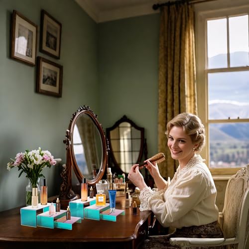 12 PCs Small Iridscent Risers Display Stands 3 Tiers Desktop Acrylic Shelves Small Cake Dessert Holder Products Stand for Collectibles Shoes Jewels Pop Figure (Iridescent2) - color: Iridescent 12 PCs