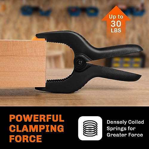 10 Pack Spring Clamps Heavy Duty - Assorted Sizes Spring Clips Plastic 6.5 Inches, 4.5 Inches, 3.5 Inches Set - Backdrop Clips Small Clamps For Crafts Woodworking Background