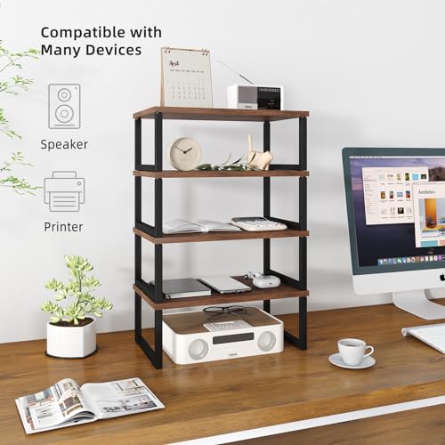 Simple Trending 2 Pack Monitor Stand Riser, Wood Desk Storage Organizer for Office Laptop, Computer, Antique Brown - size: 29"W x 9"D x 5.5"H
