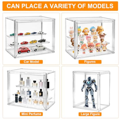 Acrylic Display Case for Collectibles, 3 Layer Figure Display Box with Magnetic Door, Stackable Figurine Display Shelf Box for Figures, for Funko Pop, for Pop Mart (1 pcs) - size: Three floors