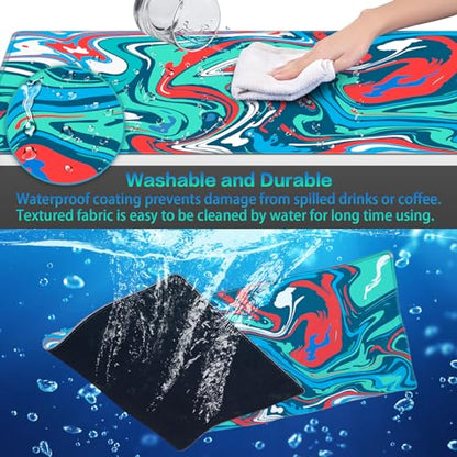 Canjoy Gaming Mouse Pad, Fluid Pattern Mouse Pad 31.5x11.8inch Large Extended Computer Mouse Mat Keyboard Full Desk Mousepad for Gaming, Office, Home - color: Blue-Red Fluid, size: 800*300mm