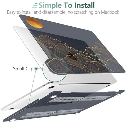 DONGKE Compatible with MacBook Pro 13 inch Case 2024 2023-2020 Release A2338 M2/M1 A2251 A2289 with Retina Display & Touch ID, Plastic Hard Shell & Keyboard Cover & Screen Film - Abstract Mountain - color: Abstract Mountain X692