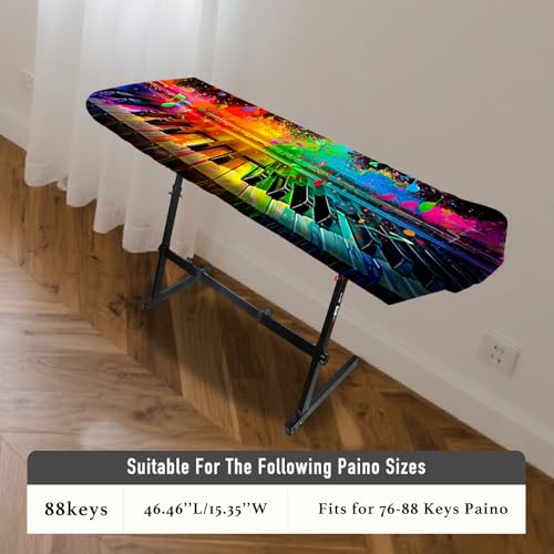 Nuxovilar Stretchy 88 Keys Keyboard Piano Dust Cover, Dust - Proof Elastic Milk Silk with Neon - Lit Keyboard Keys Pattern for Digital Electronic Keyboards - color: hd04644-B