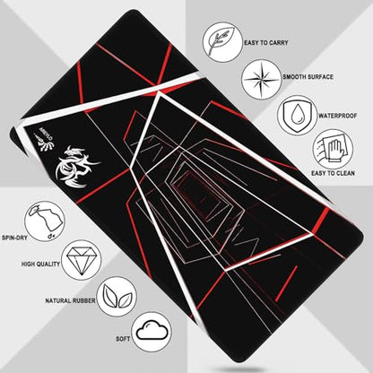 Large Gaming Mousepad, Waterproof Extra Large Mouse Pad with Stitched Edges, 31.5" x 15.7" Non-Slip Rubber Base Office Big Long Keyboard Pad for Office Gamer Home XXL, (Red Square) - color: Red Square