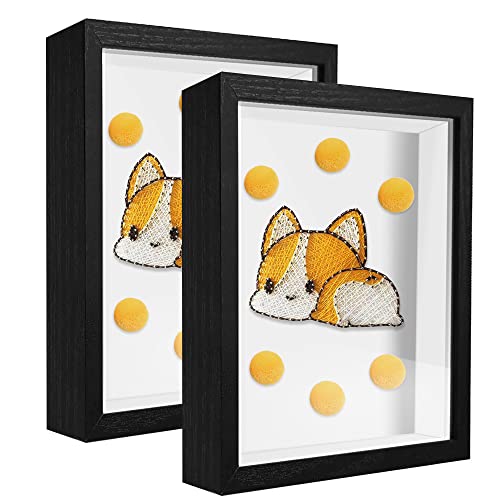 5x7 Small Shadow Box Frame Display Case, Display Case Box for Memorabilia, Medal, Wedding Memories, Crafts, Tickets and Photos (2Pcs-Black, 5x7) - color: 2pcs-black, size: 5x7