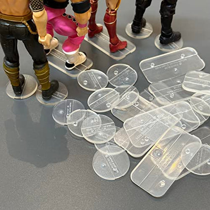100PCS Action Figure Stand, 6inch Figures Toy Support Stands Display Bases Holder, Compatible with 1/12 Scale Mavel Legends Series/GiJeo Classified Series/D C/Mo tu, Mix Square & Round - color: 100PACK Transparent(Square&Round)