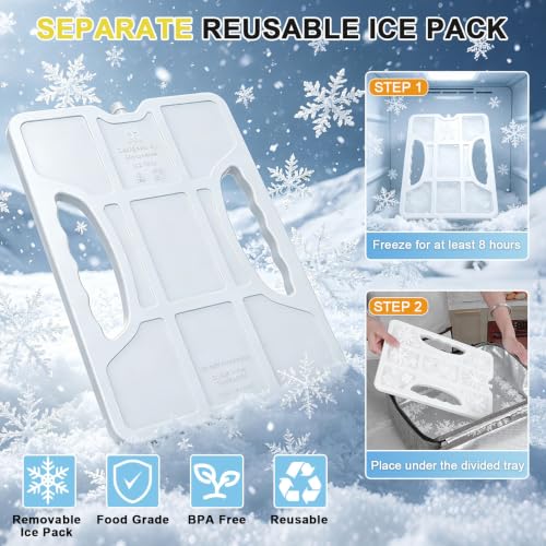 Chilled Snackle Box Container with Ice Pack & Insulated Bag, Portable Snack Tray with 2 Sauce Cups, Divided Serving Tray for Travel Picnic, Leak-Proof, Dishwasher Safe, BPA-Free - color: White + Ice Pack & Insulated Bag