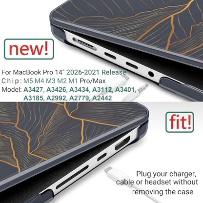 DONGKE Case for MacBook Pro 14 Inch (2026-2021 Release, M5 M4 M3 M2 M1 Pro/Max Chip), Plastic Slim Hard Shell Protective Cover with Keyboard Cover & Screen Protector, Abstract Mountain - color: Abstract Mountain X692