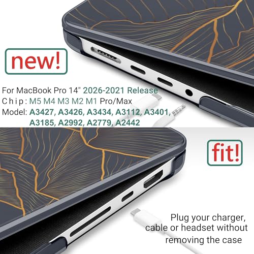 DONGKE Case for MacBook Pro 14 Inch (2026-2021 Release, M5 M4 M3 M2 M1 Pro/Max Chip), Plastic Slim Hard Shell Protective Cover with Keyboard Cover & Screen Protector, Abstract Mountain - color: Abstract Mountain X692