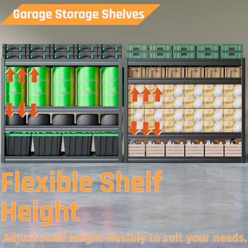 36" D Storage Shelves, 68" W Garage Shelving Heavy Duty Metal Adjustable Garage Shelves, Shelving Units Industrial Shelving for Warehouse, 68" W x 36" D x 68" H,Black - size: 68"Wx68"Hx36"D | 4 Tier
