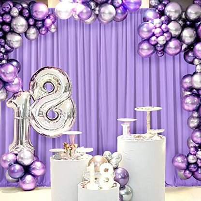 AK TRADING CO. 10 feet x 8 feet IFR Polyester Backdrop Drapes Curtains Panels with Rod Pockets - Wedding Ceremony Party Home Window Decorations - Lavender - color: Lavender