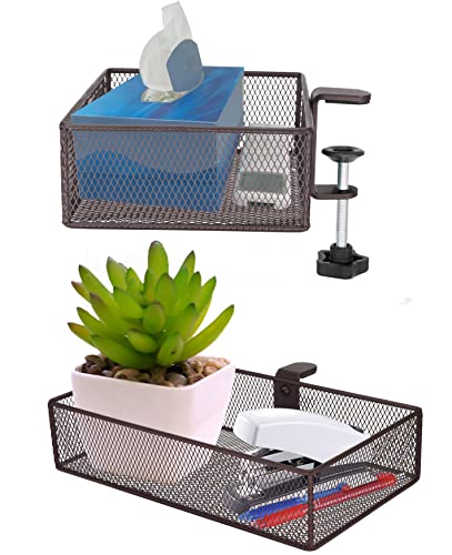 Clip-on Drawer organizers (2 pack), desk organizer, can be clipped around the table to store small items (Bronze Gold) - style: 2 pack